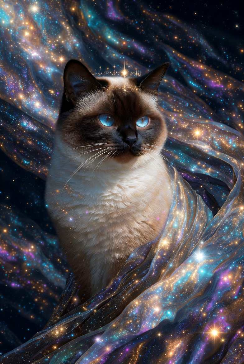 “Cosmic Guardian Cat – Mystical Galaxy Starry Cat Art T-Shirt”