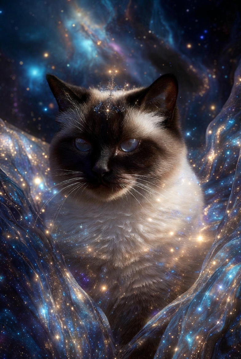“Cosmic Guardian Cat – Mystical Galaxy Starry Cat Art T-Shirt”