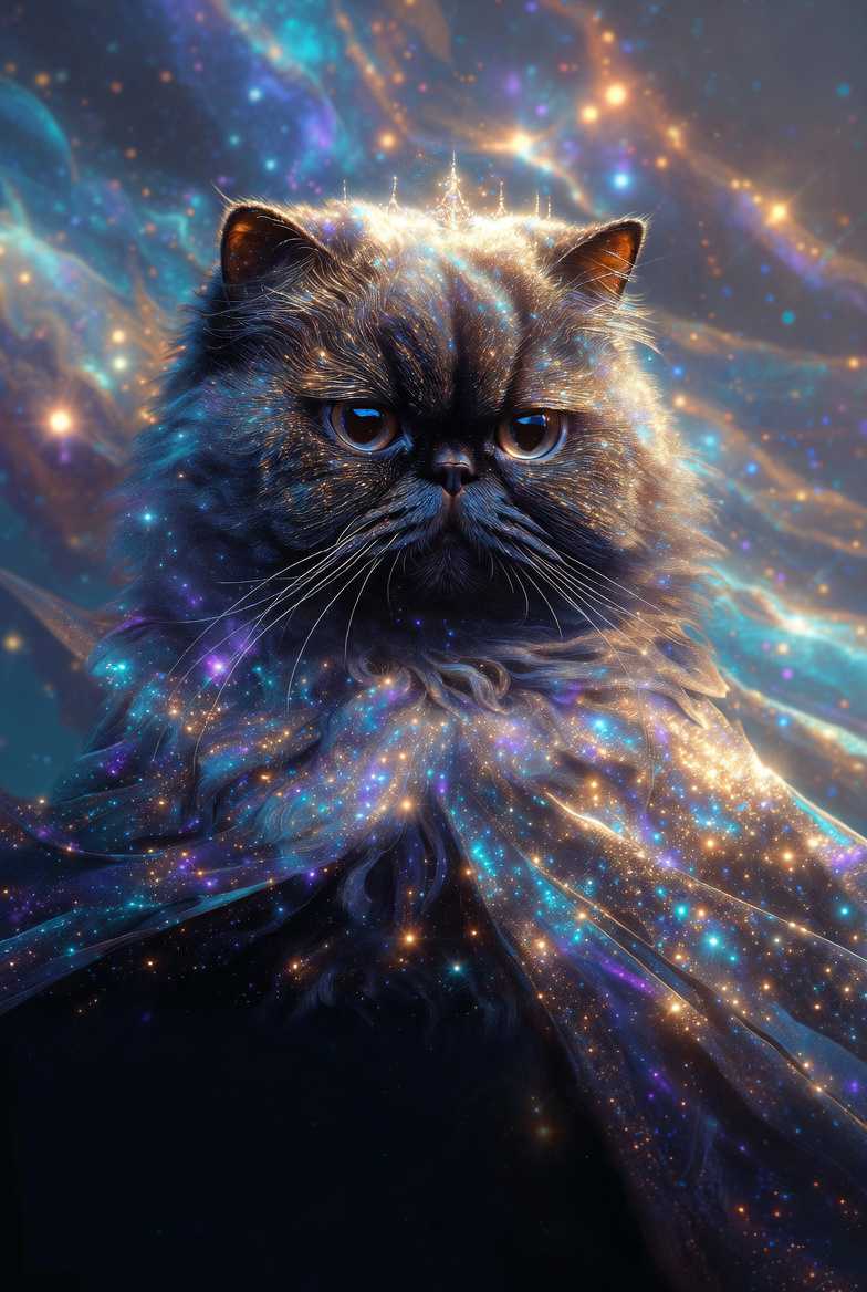 “Cosmic Guardian Cat – Mystical Galaxy Starry Cat Art T-Shirt”