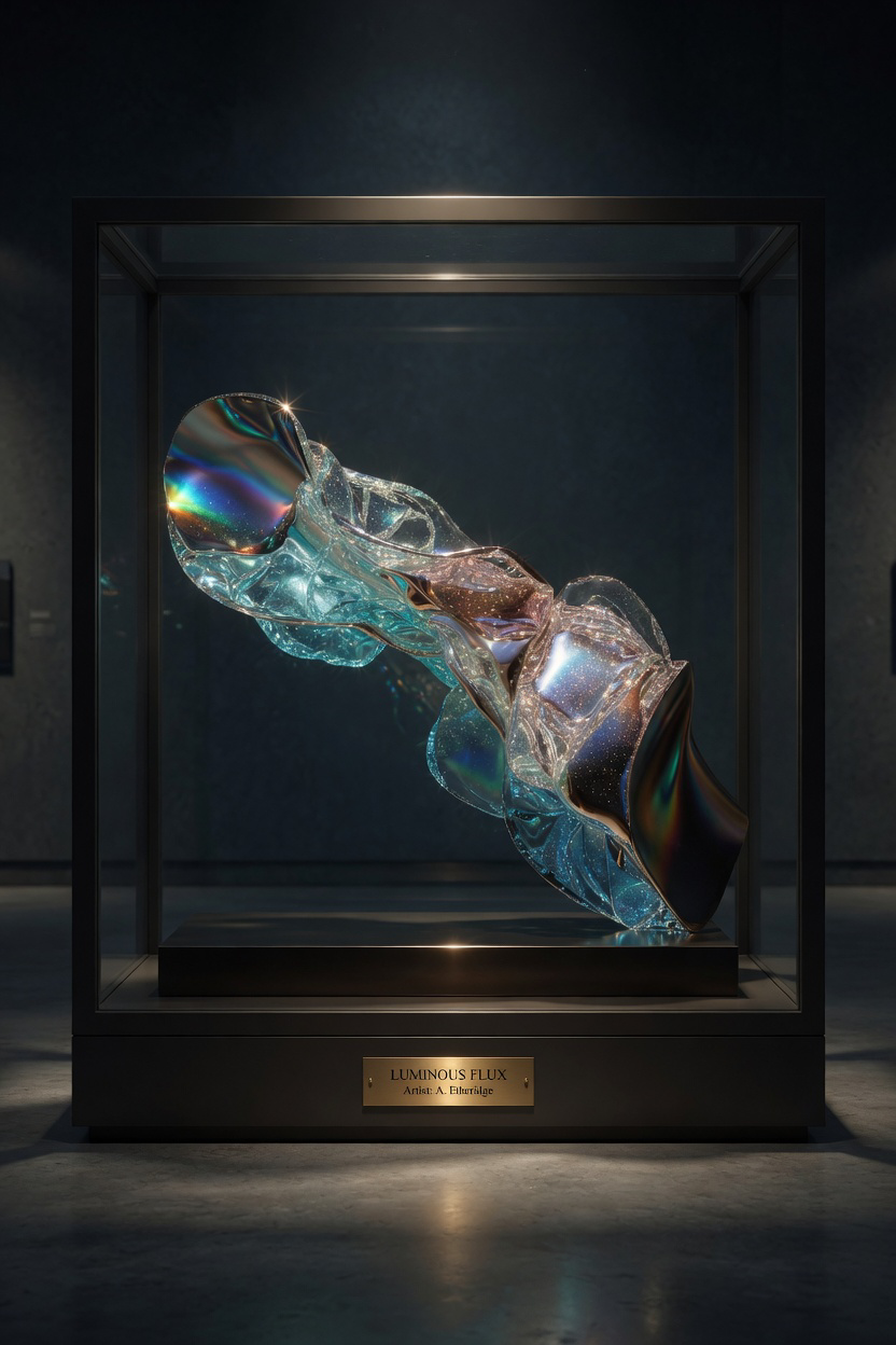 Celestial Cascade II – Iridescent Digital Sculpture by Jan Marie McCoy
