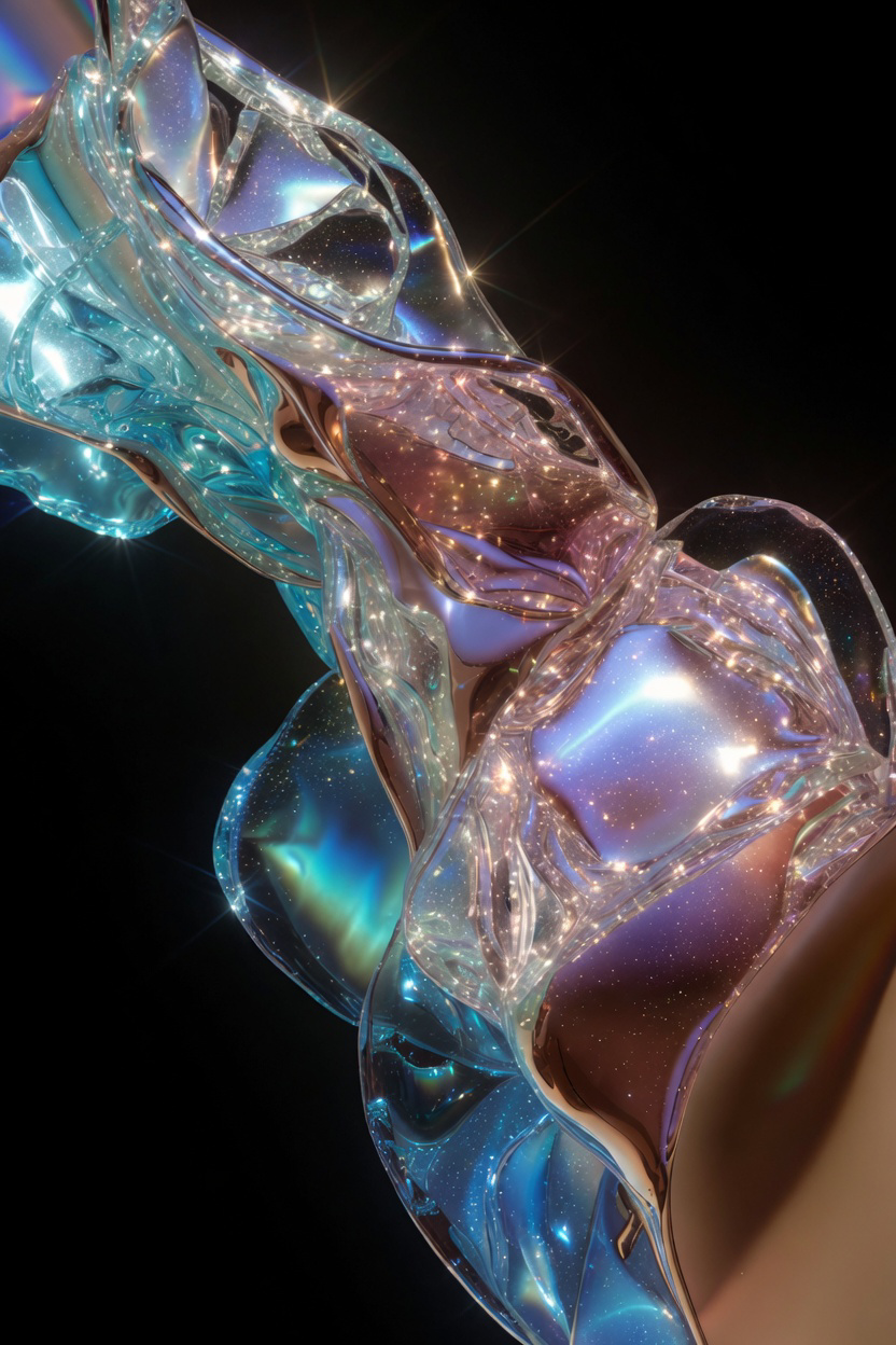 Celestial Cascade II – Iridescent Digital Sculpture by Jan Marie McCoy
