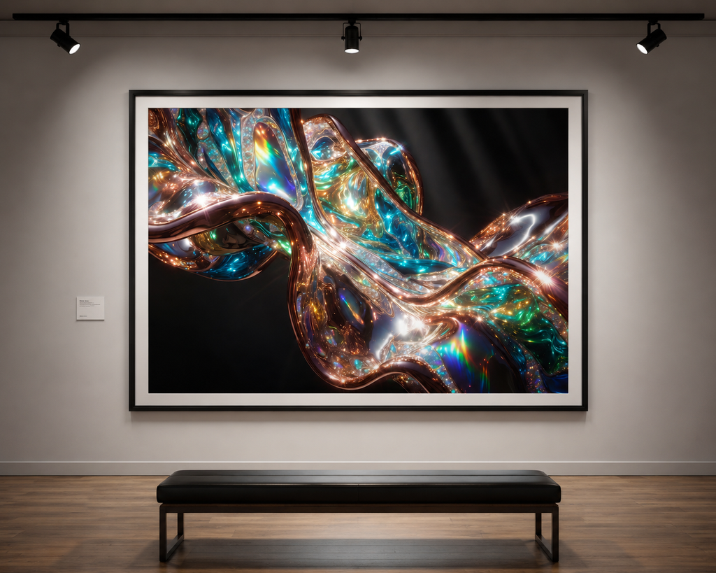 Luxury Diamond Crest Wave | Copper Emerald Glass Wall Art Masterpiece